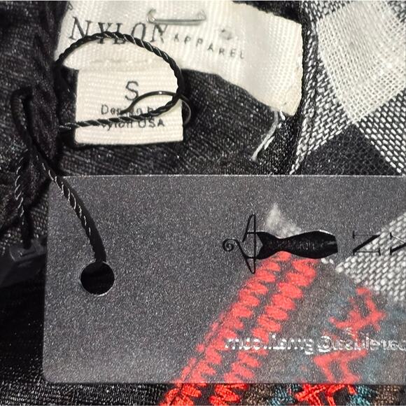 Nylon Black and White Checkered Dress with Red Embroidery Size Small New - Picture 8 of 8